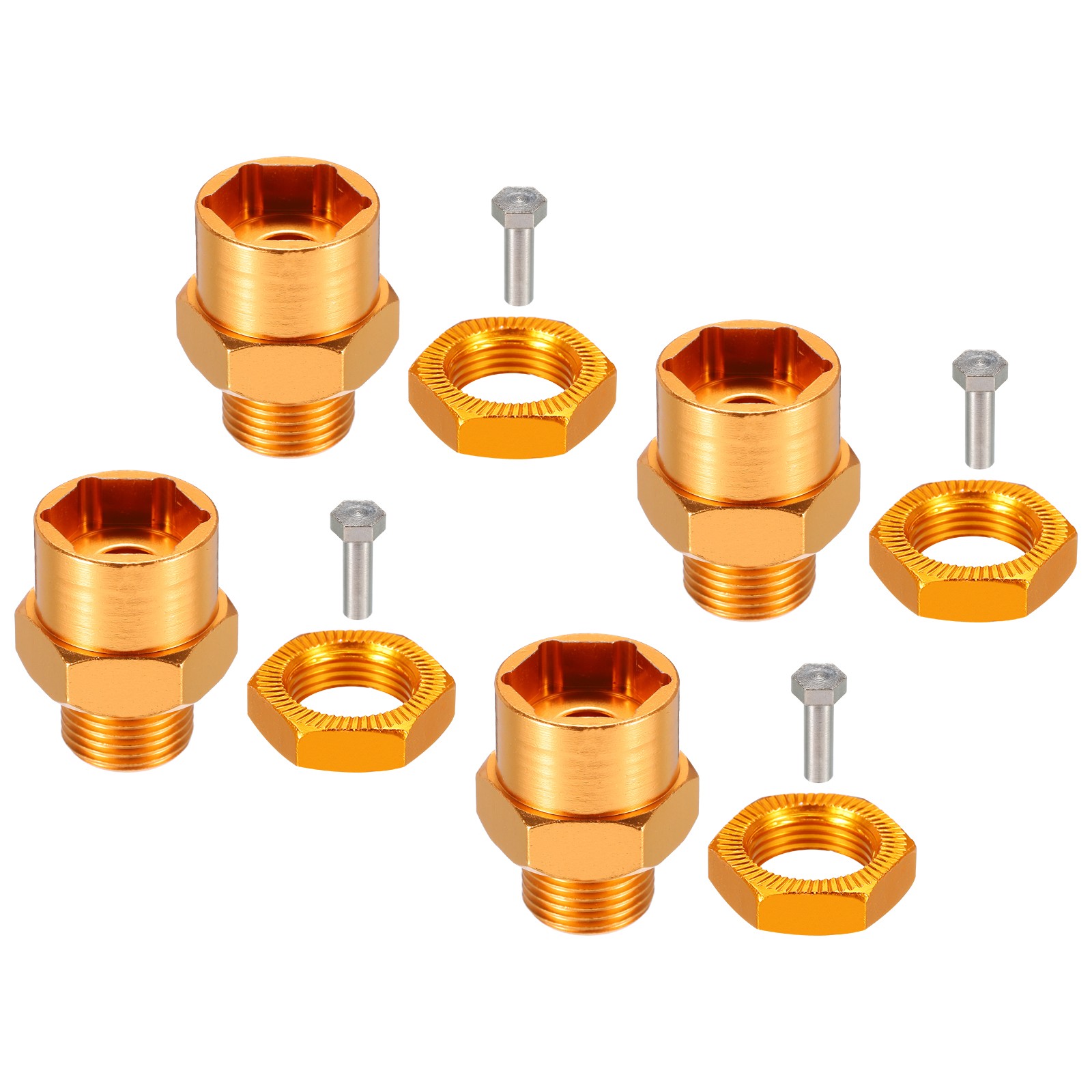 Wheel Hex Hub Adapter 12mm To17 mm for 1/10 RC Car Upgrade 1/8 Tires (Golden)