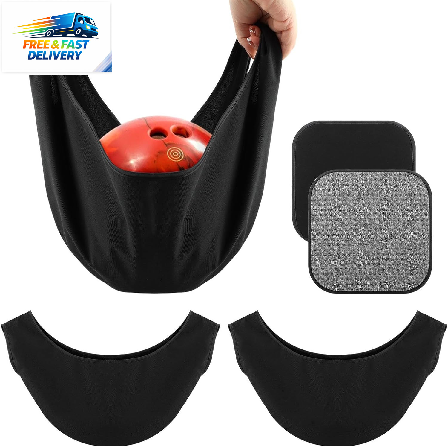4 Pack Bowling Shammy Pad with EZ Grip Dots, Bowling Ball Towel Microfiber Bowli