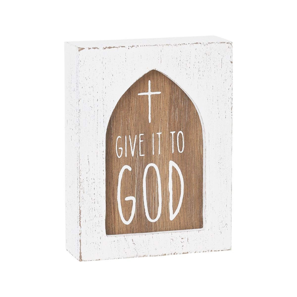 Collins Painting Mini 4" Carved Wood Block Sign (Give it to God)