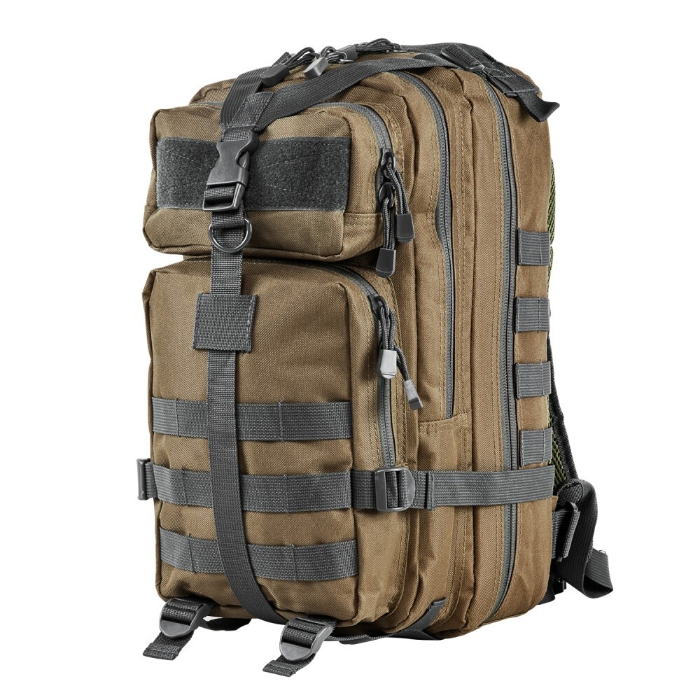 Heavy Duty Tactical MOLLE 24hr Hunting Trekking Rucksack Backpack Tan w/ Gray