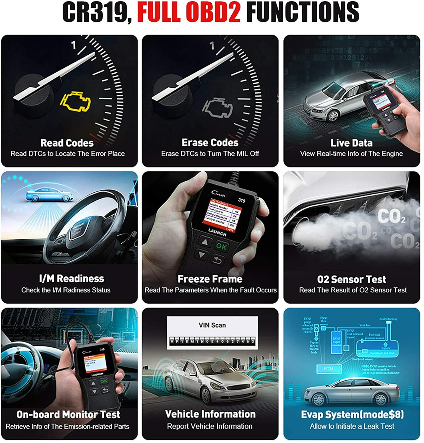 Automotive OBD Code Reader OBD2 Scanner Car Check Engine Fault Diagnostic Tool