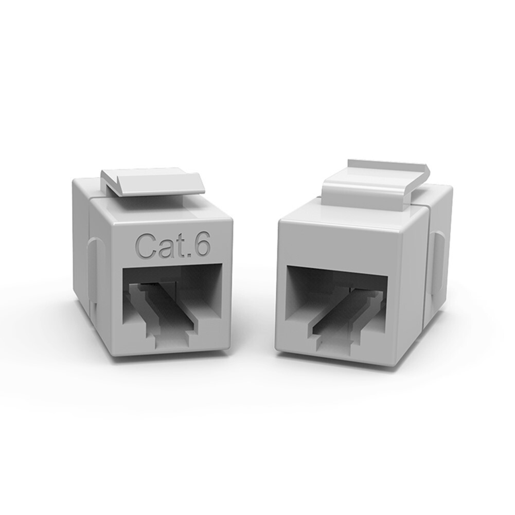 RJ45 Cat6 Keystone Jack Network LAN Ethernet Snap-In Inline Coupler RJ-45 Gray
