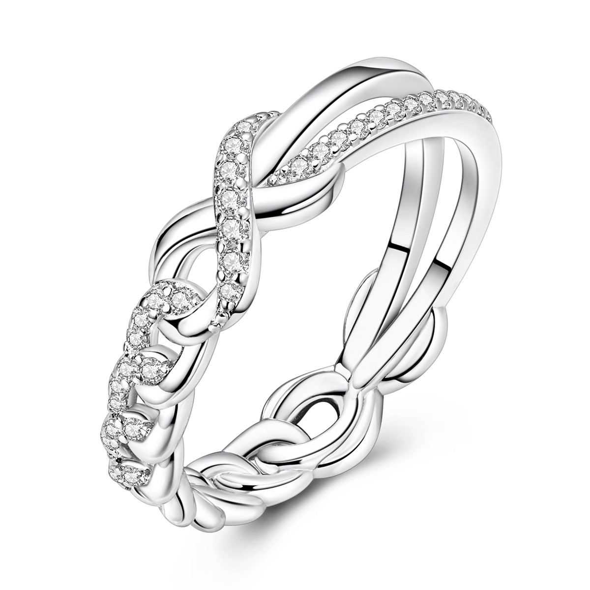 MULA European 925 Sterling Silver Finger Ring Sparkling Splicing Women Jewelry