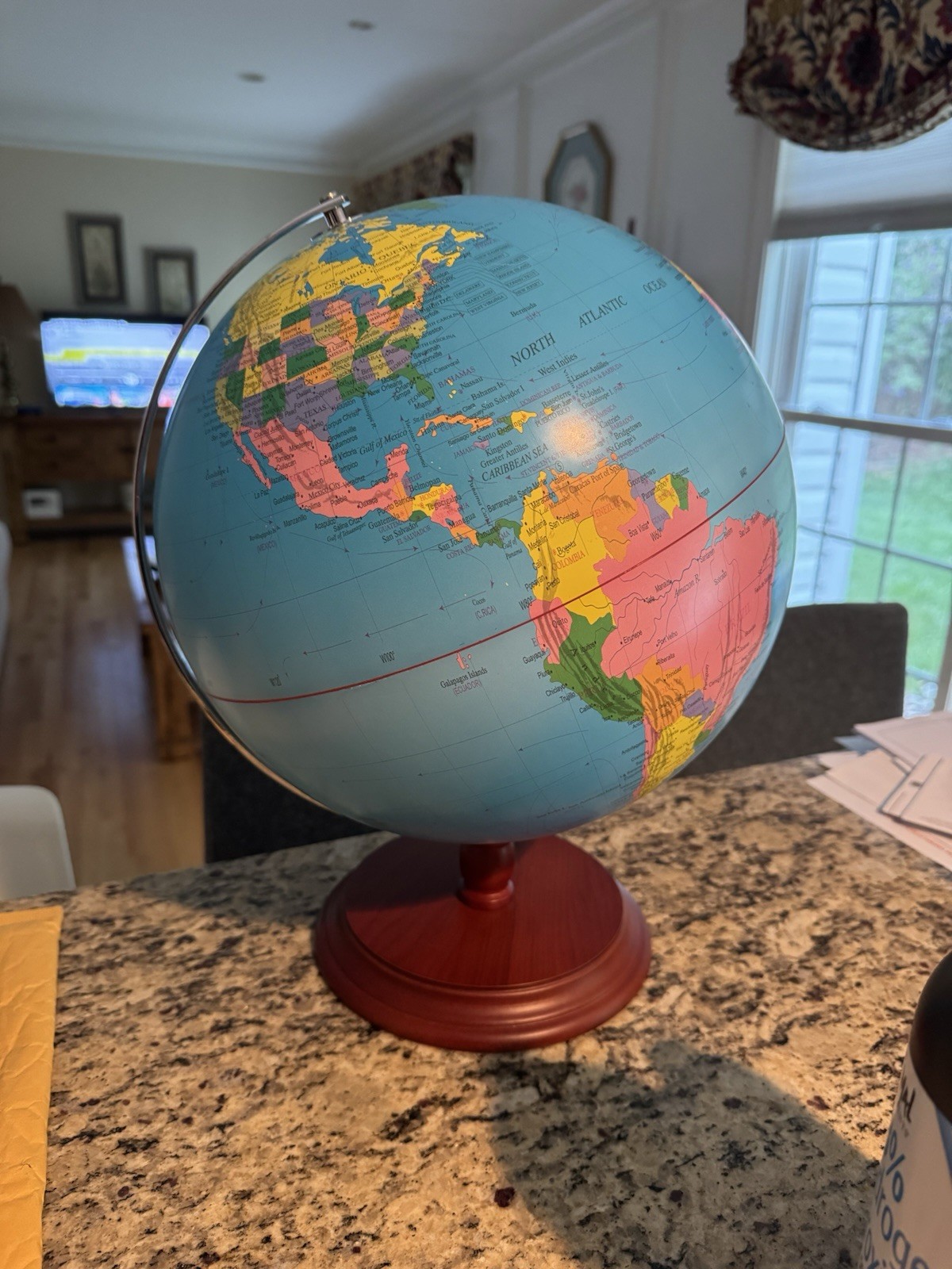 Novo Basics 12” Blue World Globe Desktop Globe Wooden Base Geographic Map