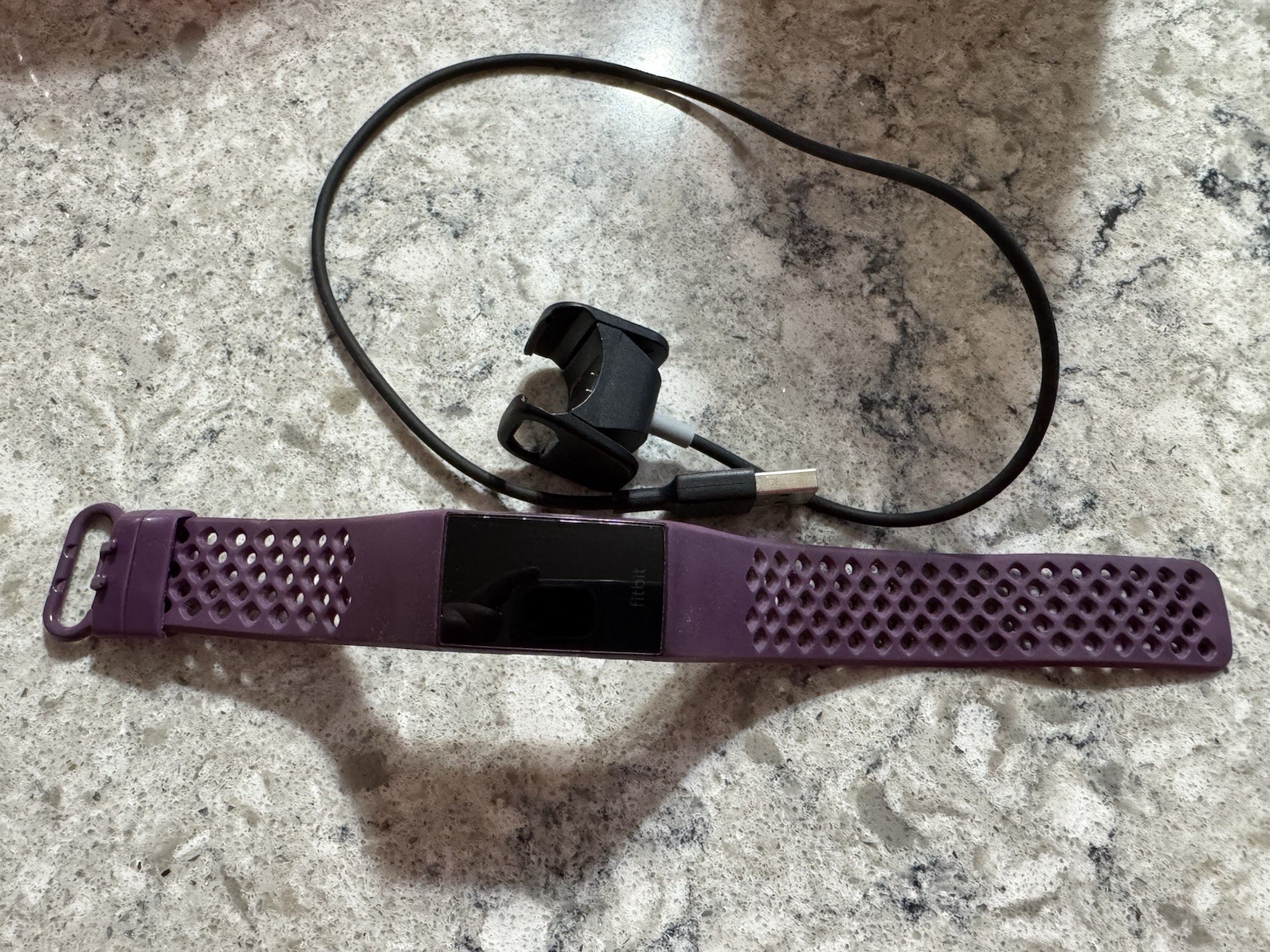 Fitbit Charge 4 Adjustable Purple Replacement Band & Charging Cable Set