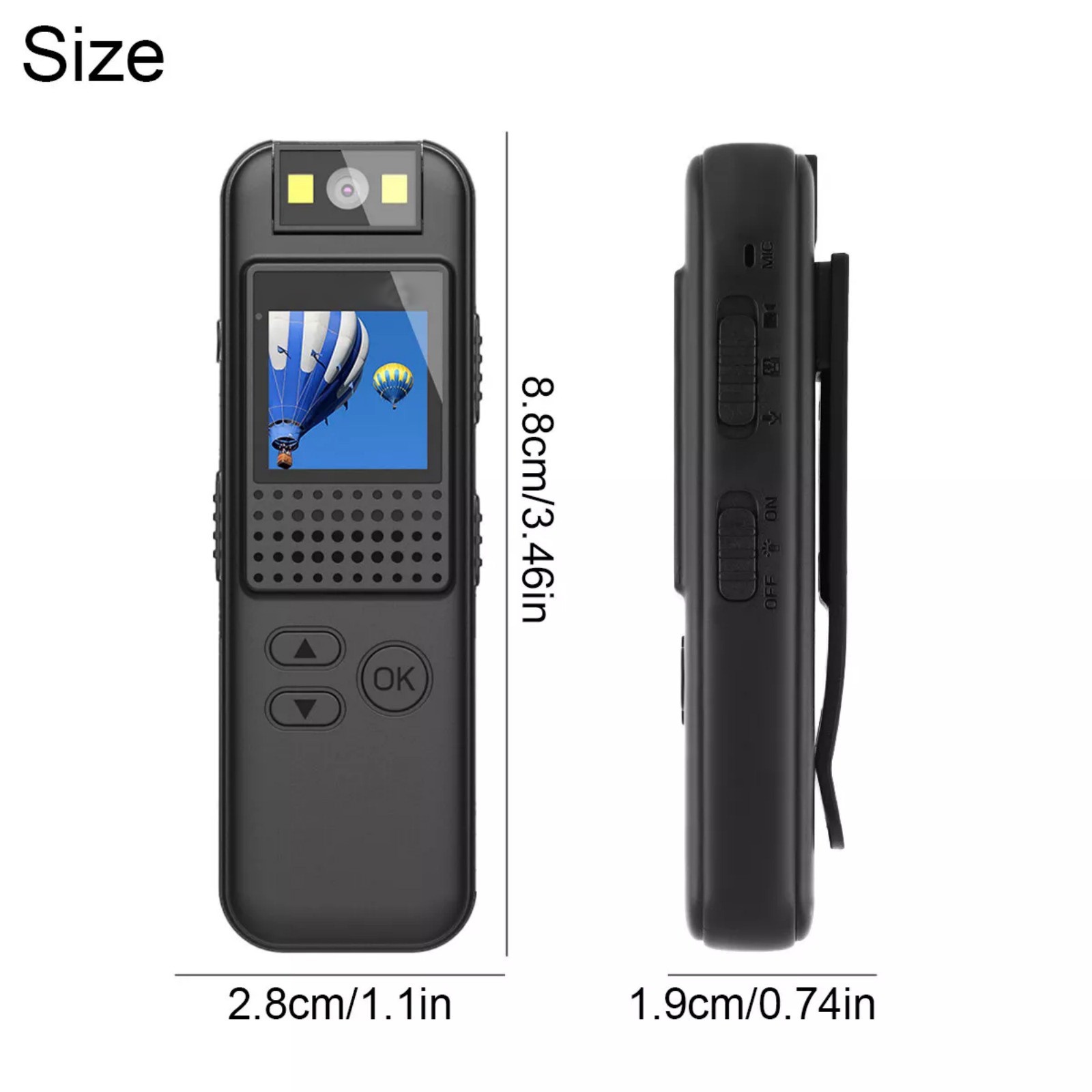 HD 1080P Camera W/0.9" LCD Screen 3-4H Playtime Multifunctional Installation