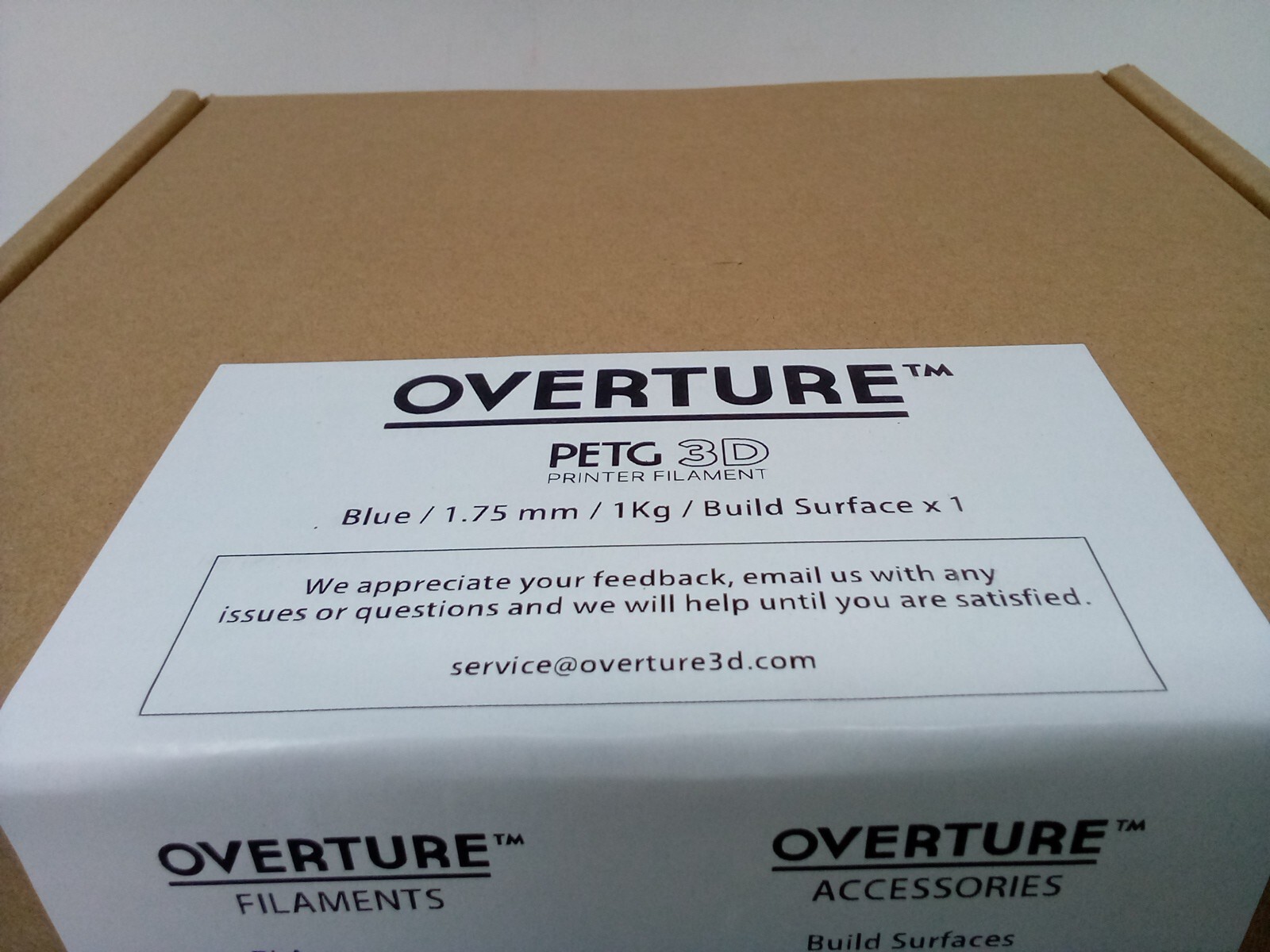 OVERTURE 3D Printer Filament Petg/Blue/1.75/1Kg/Build Surface X1