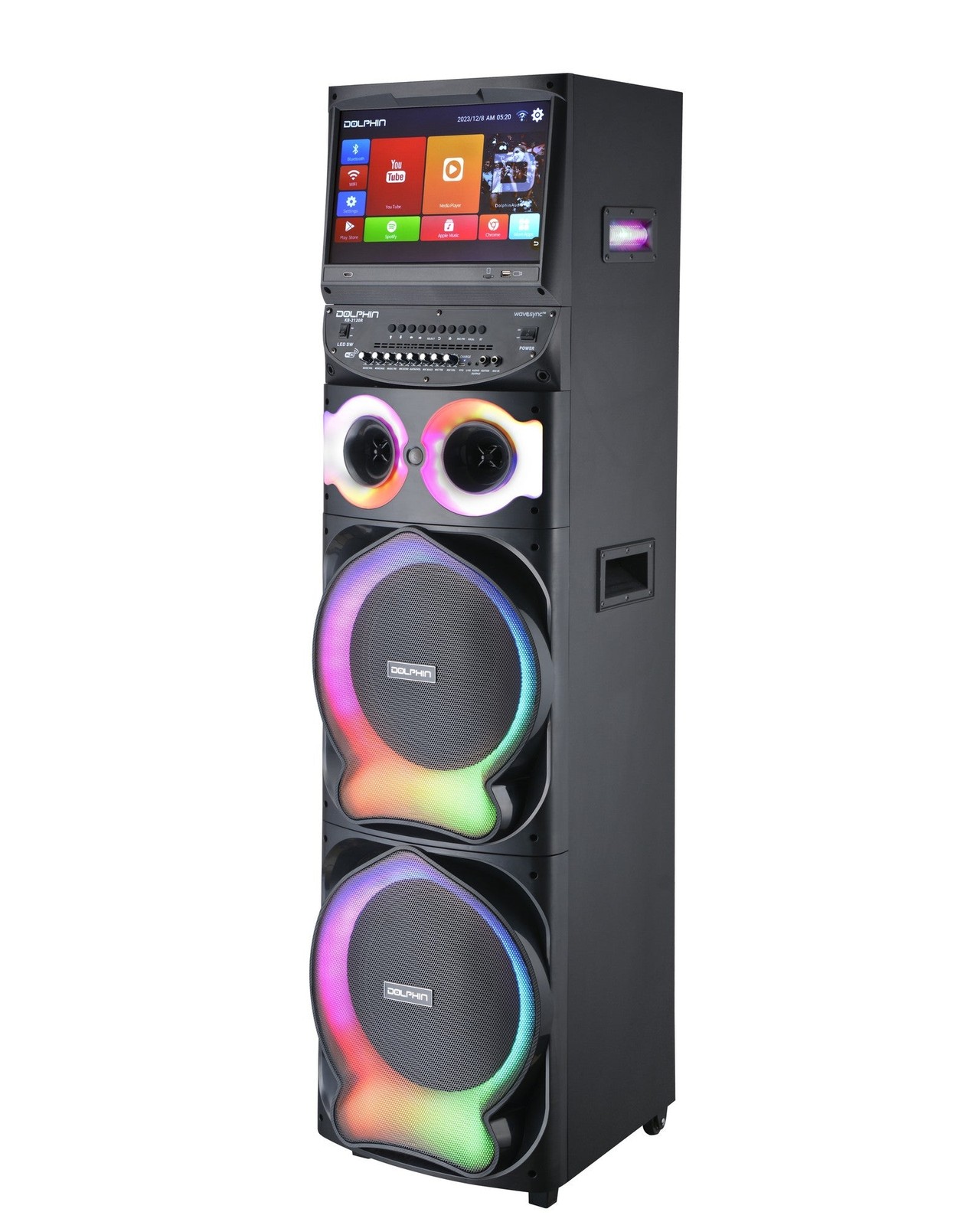 XL-2120 Dual 12" Karaoke Speaker w/ 15.4" Android Tablet, Bluetooth, Mic, Lights