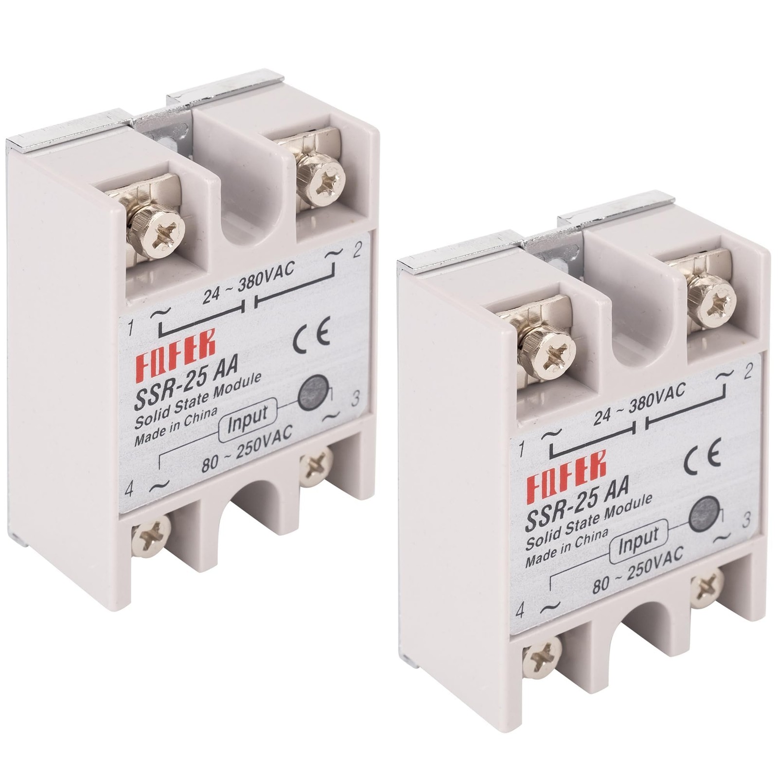 SSR25AA Solid State Relay AC 80250V Input AC 24380V Output 25A Module 2 PCS