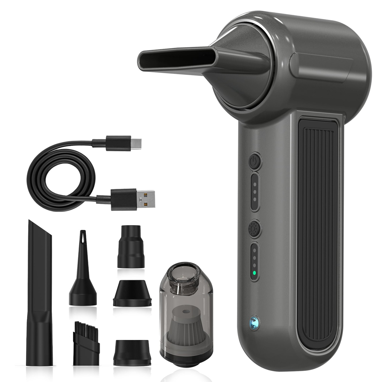Electric Air Duster with Mini Vacuum, 130000 RPM 3-in-1 Turbo Jet Blower Pump...