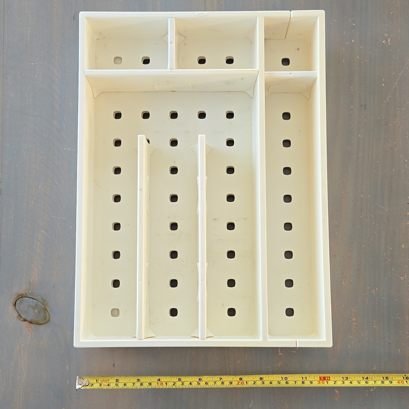 OXO Plastic Flatware Organizer Customizable Dividers Expandable Collapsible