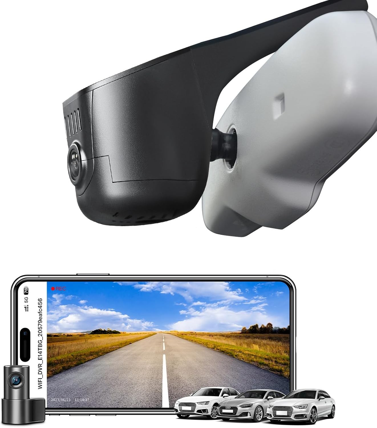 Front 4K/Rear 1080p Dash Cam Custom for Audi G-Sensor WiFi GPS Loop Recording
