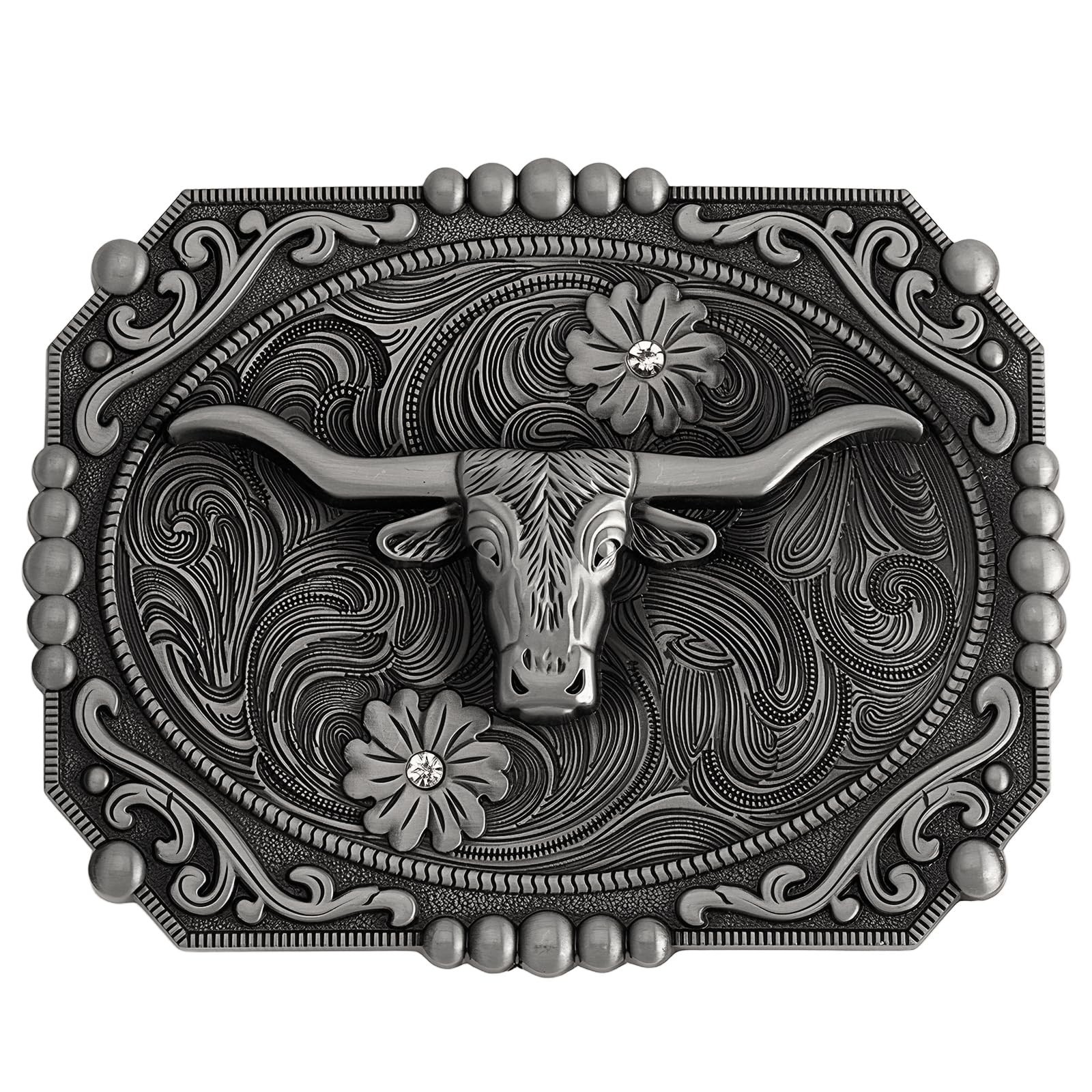 Western Style Belt Buckle 1.5 Inch Cowboy Cowgirl Buckles for Men & Women Rep...