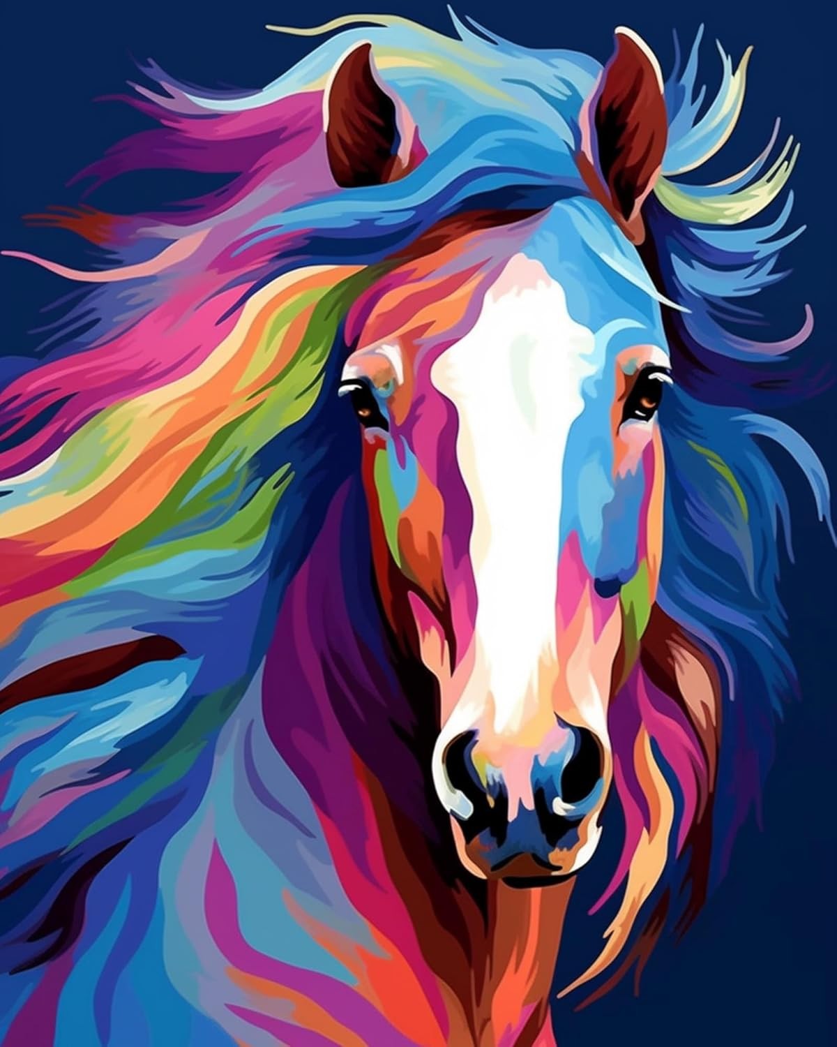 Paint by Numbers DIY Acrylic Painting Kit 20x16 inches, Colorful Horse Head
