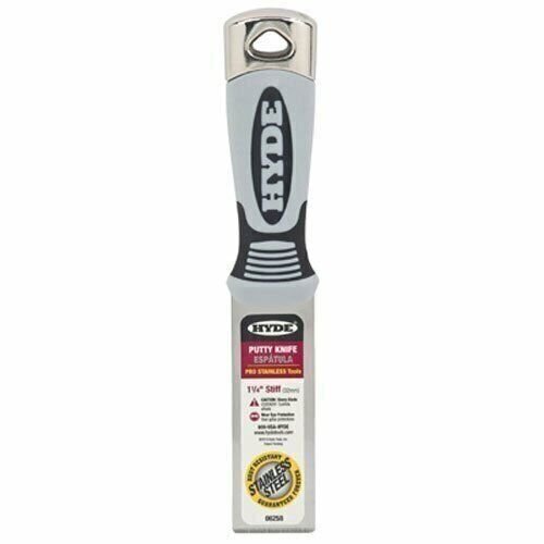 HYDE 06258 Chisel Scraper, 1-1/4 in. W, Grey Stiff Putty Knife, 1-1/4"