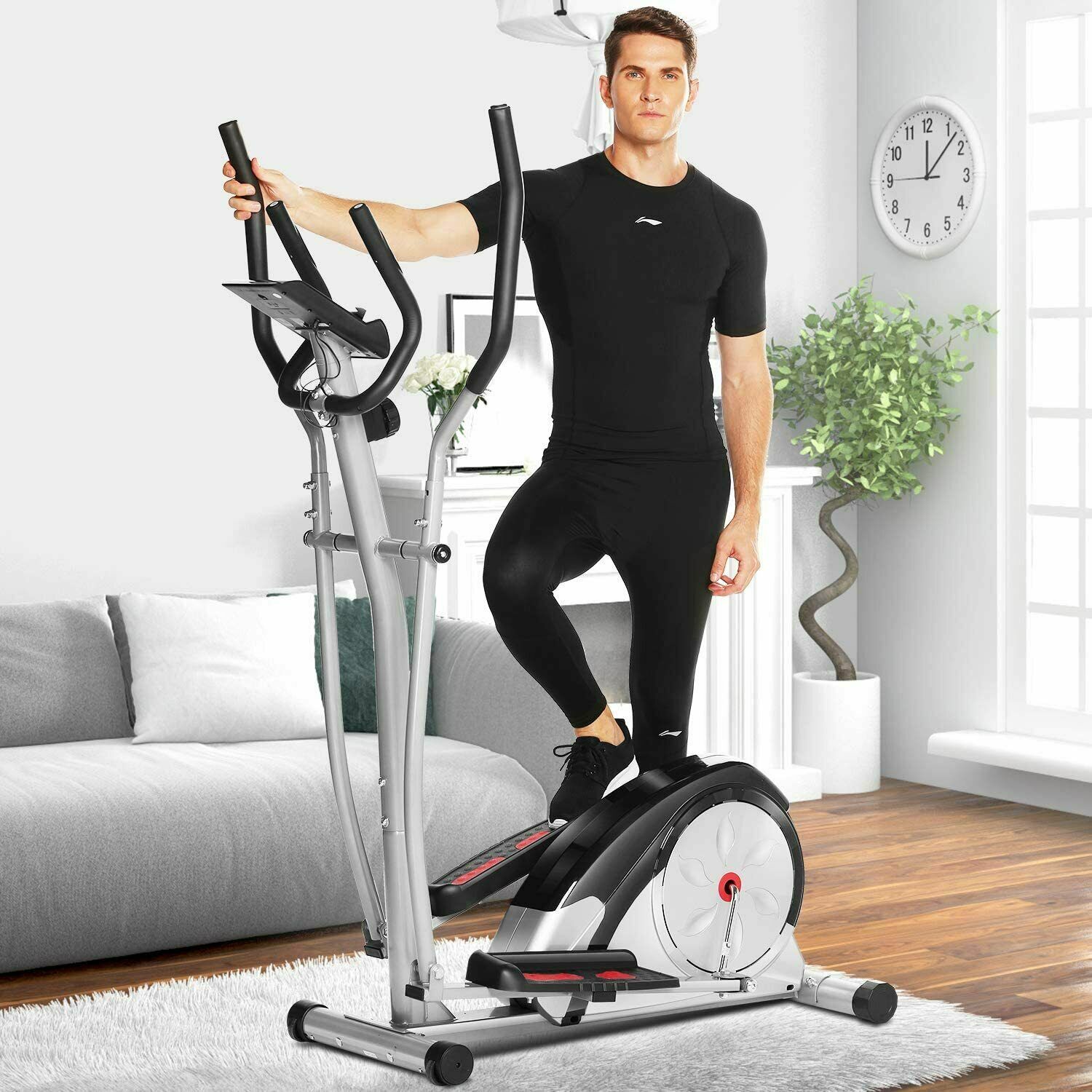 Magnetic Elliptical Exercise Fitness Training Machine Cardio Mute LCD Monitor-
