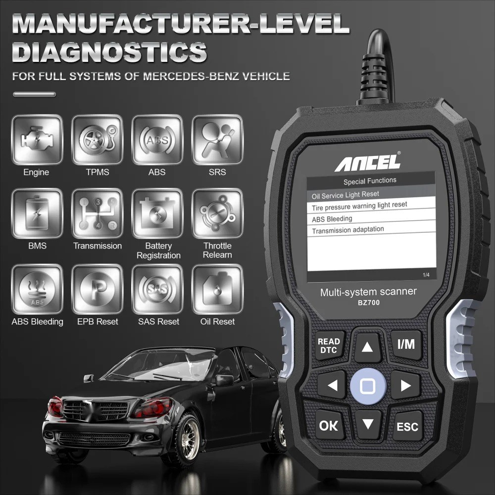 ANCEL BZ700 For Mercedes Benz OBD2 Scanner All System Diagnostic Car Code Reader