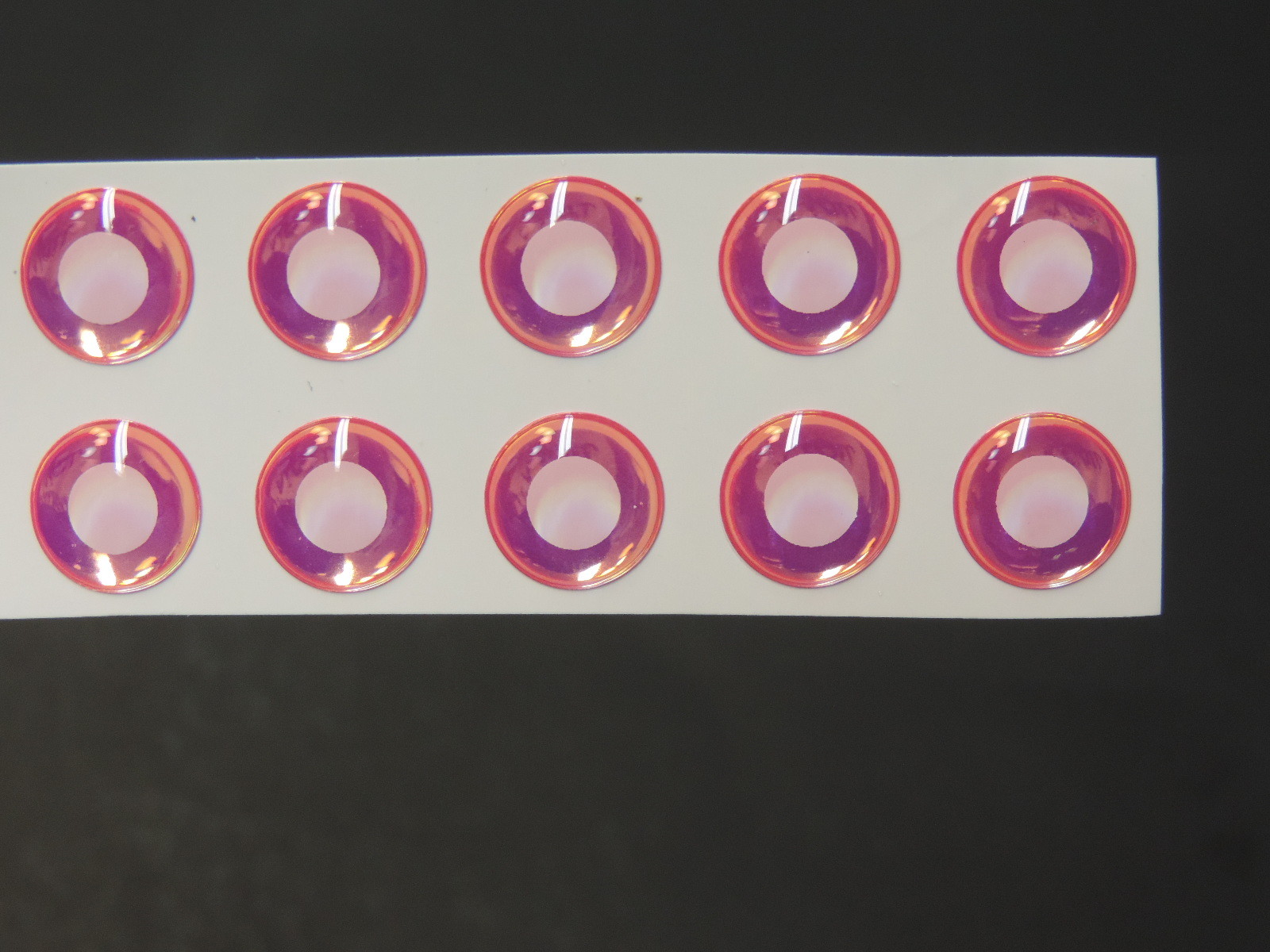 18 FL PINK w/ WHTE PUPIL Soft Molded 10mm .3937" Adhesive Eyes Fly Tying Lures