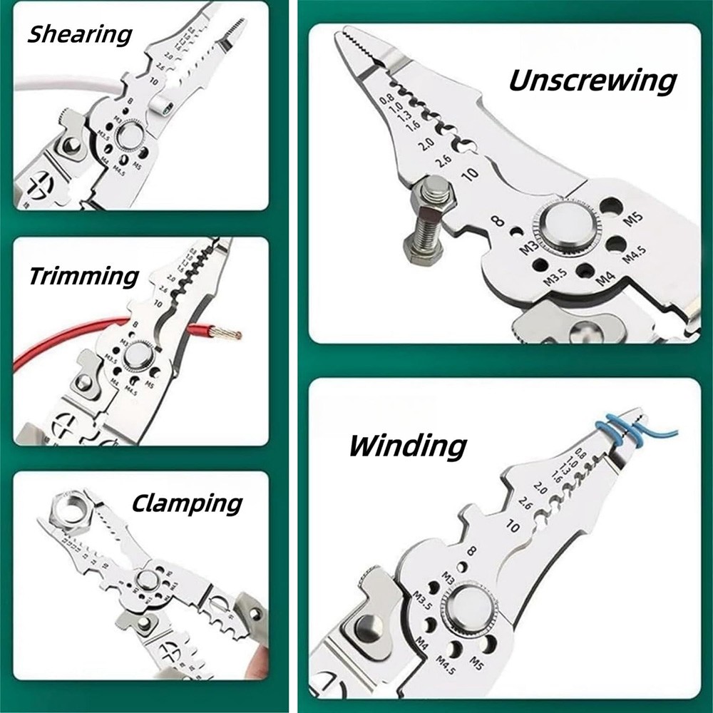 2 PACK Multifunctional Wire Stripper Crimper Cable Cutter Pliers Adjustable Tool
