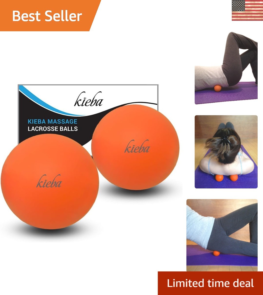 Solid Rubber Massage Balls - Myofascial Relief & Yoga Therapy Set of 2