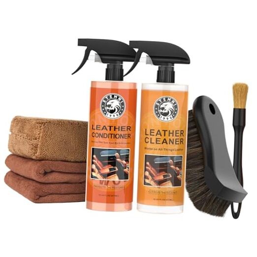 Car Leather Cleaner and Conditioner Kit, Leather Care Kit with Horse Hair