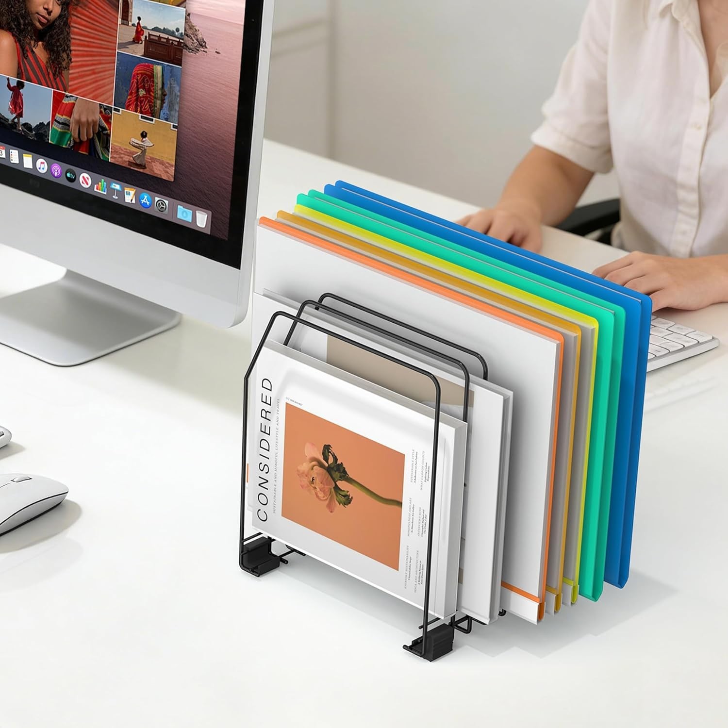 Space-Saving Vertical File Holder - 7 Compartments for Office and Home