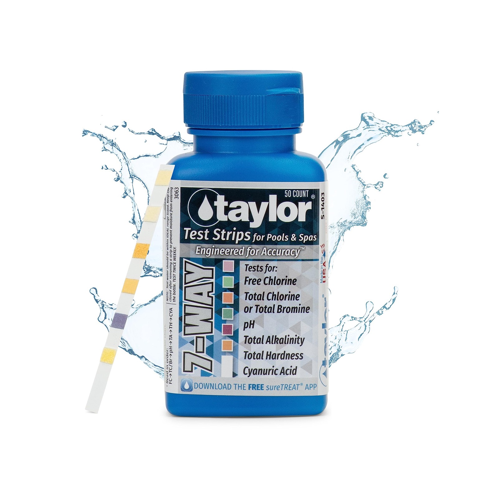 Taylor Technologies S-1403, 7-in-1 Pool and Spa Test Strips for Free & Total...