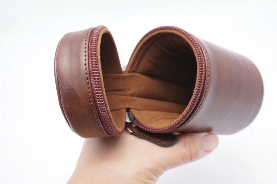 Camera Lens Pouch Case DSLR Water Resistant Set Protector Storage Bag Coffee