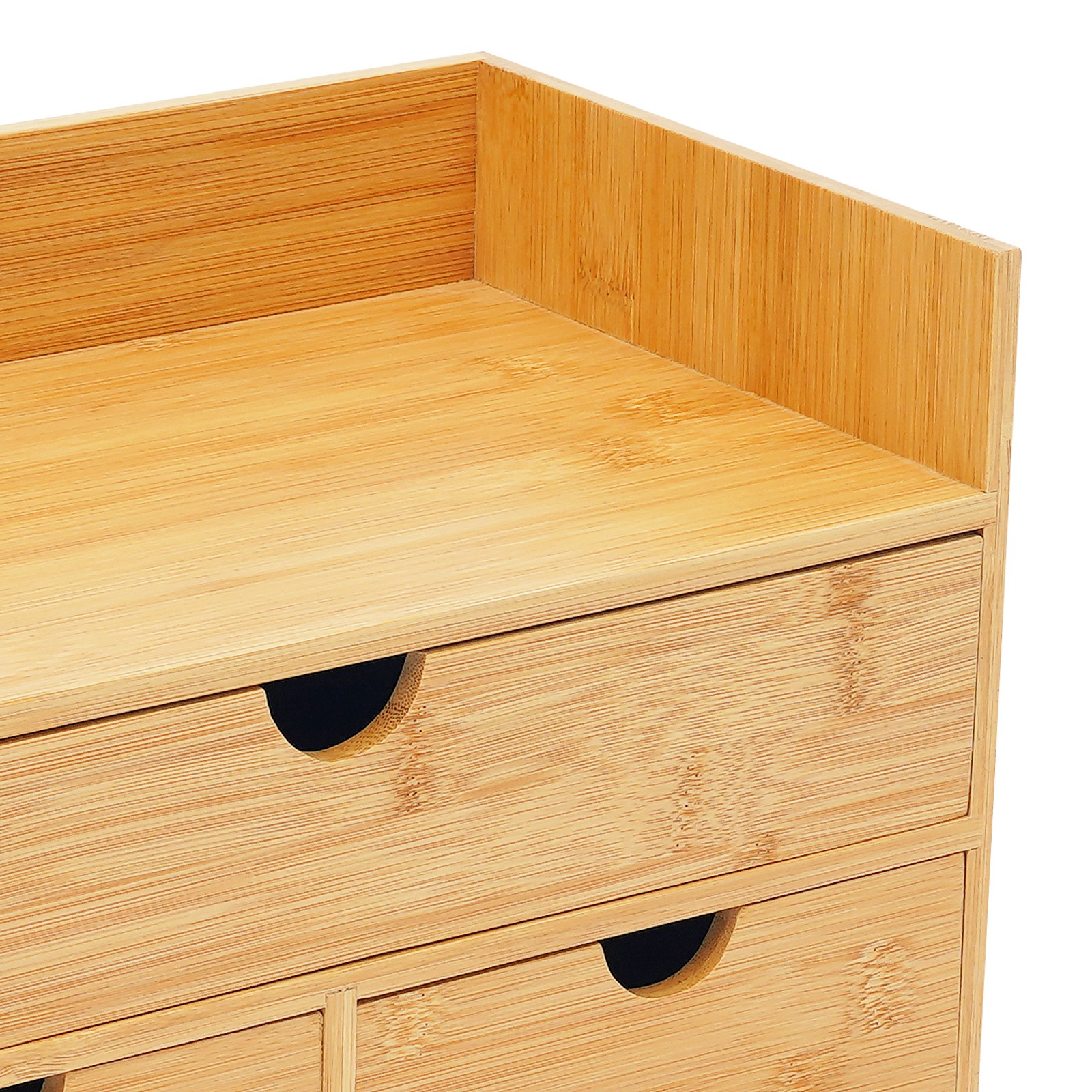 Bamboo Desk Organizer with 3 Drawers Tabletop Cosmetic Storage Simple Design NEW