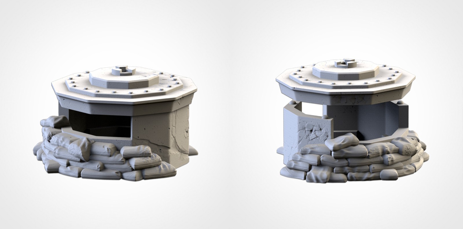 War Bunkers & Obstacles Terrain Set 28mm Sci-fi Wargaming Scenery