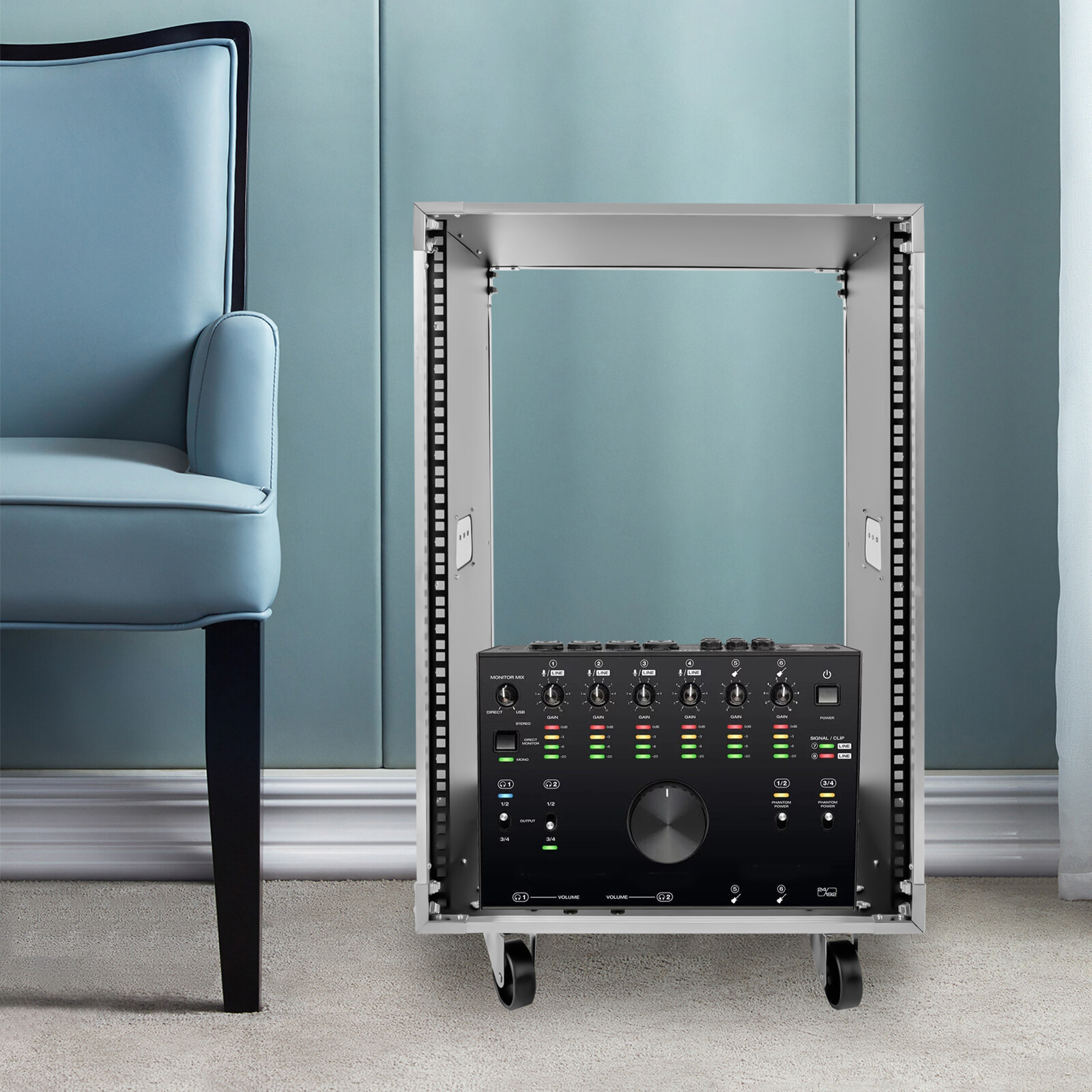 16U Cabinet Rolling Network Rack Audio Studio Video Telecom Equipment Rack Stand