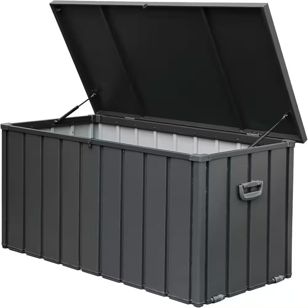 Modern 49.41 In. W X 24.69 In. D X 27.56 In. H Dark Gray Steel Outdoor Storage C