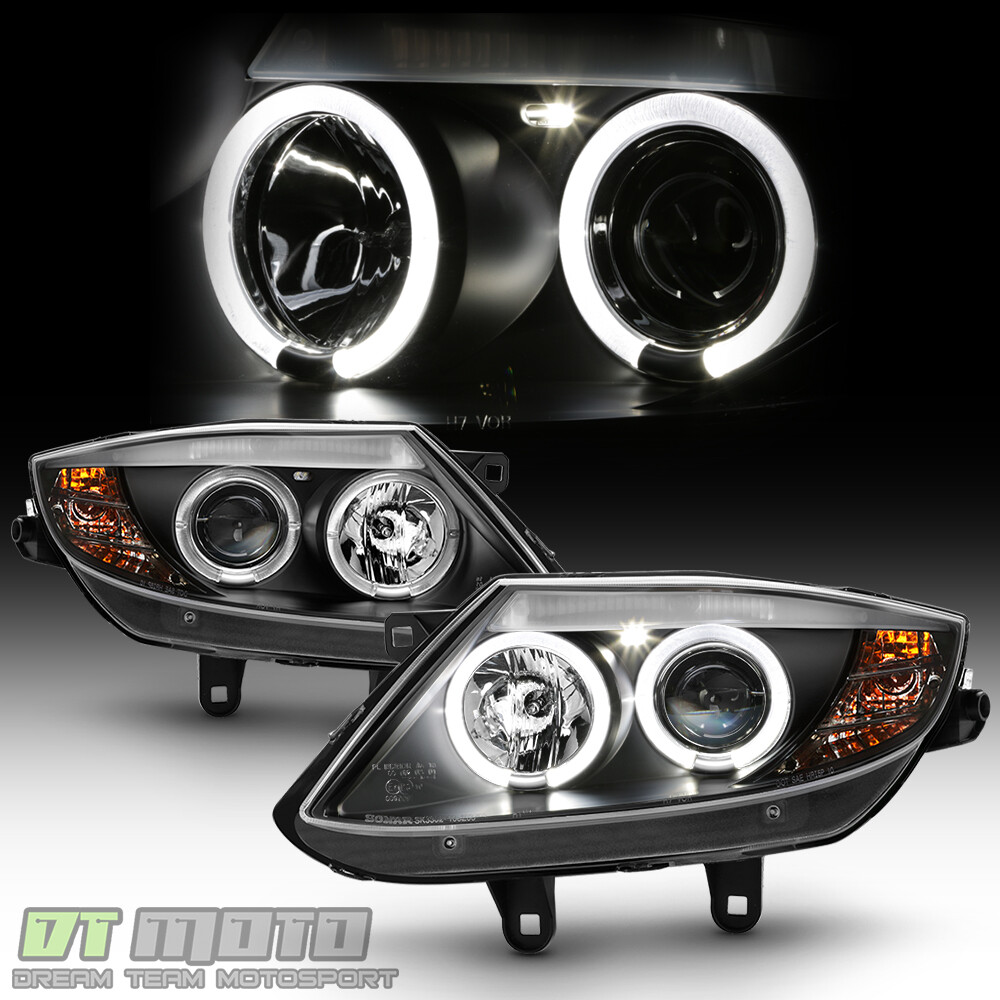 2003-2008 BMW Z4 Black LED Halo [HID Version] Projector Headlights Headlamps Set