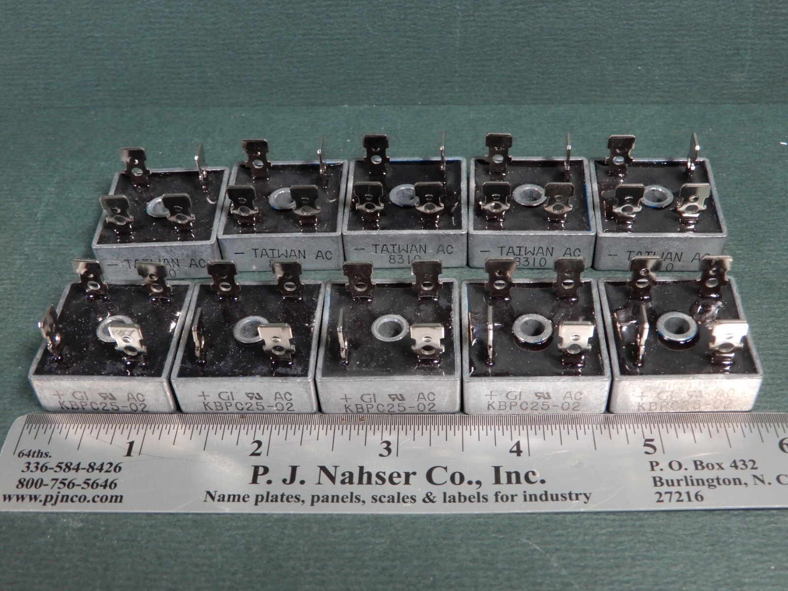 General Instruments GI KBPC25-02 25A Bridge Rectifiers Qty 10 NOS