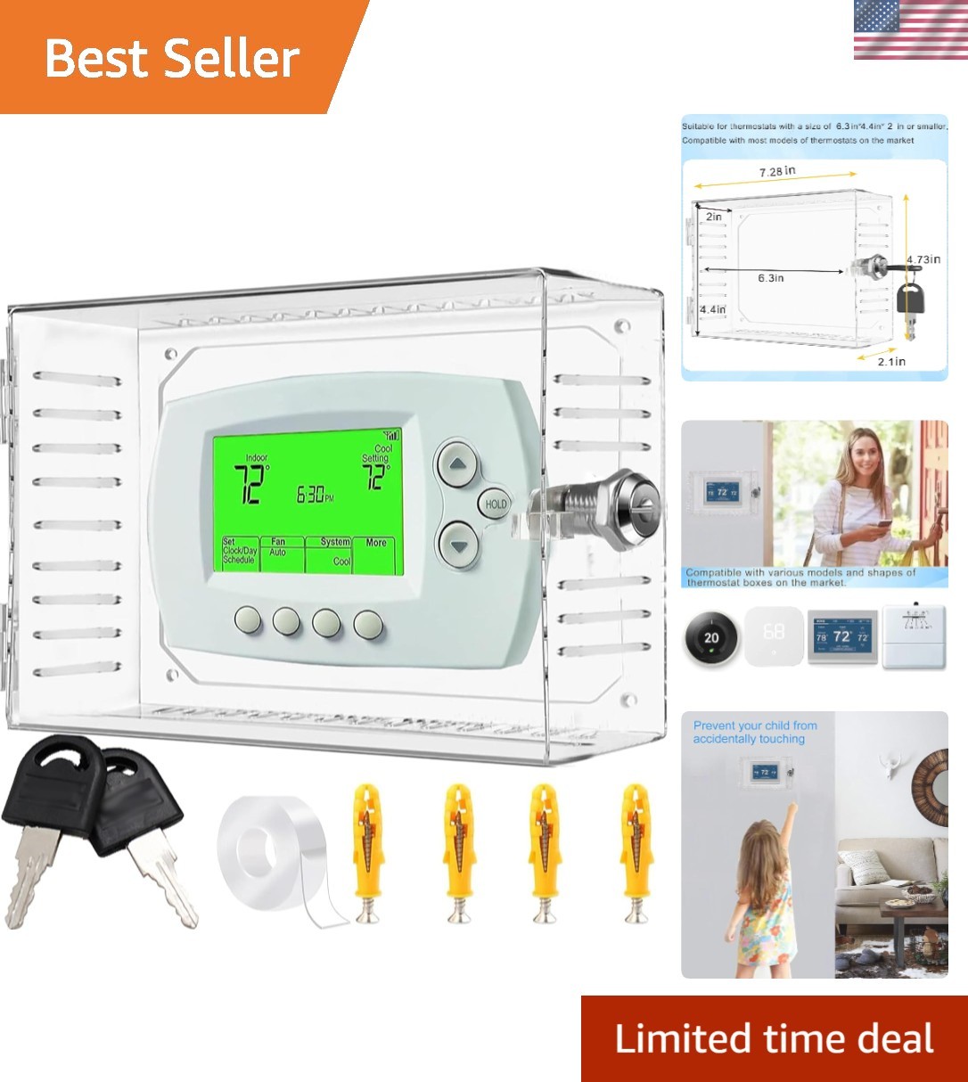 Effective Clear Thermostat Cover with Lock – DIY Installation with Nano Glue