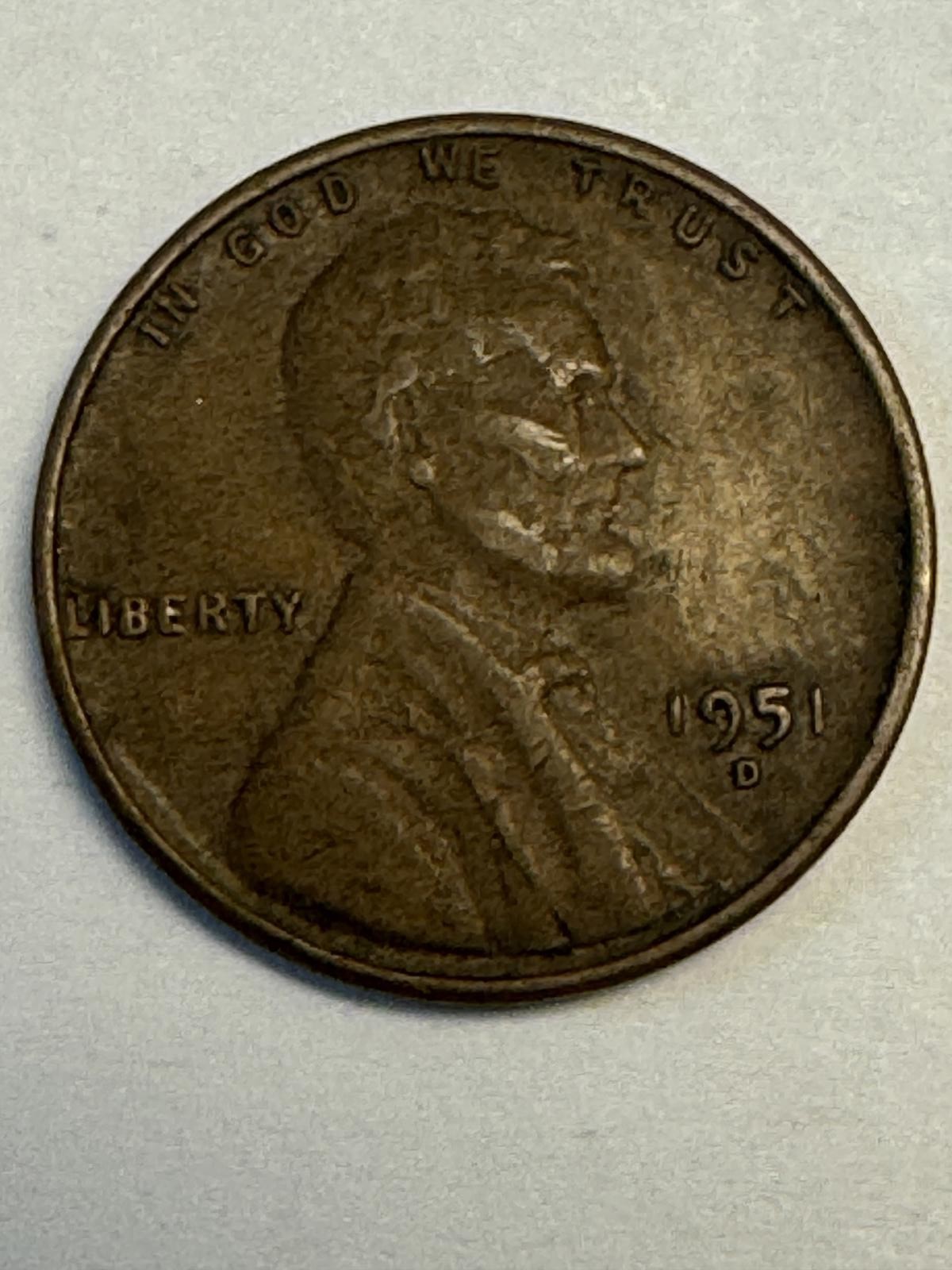 1951 D Lincoln Wheat Penny Uncertified Circulated