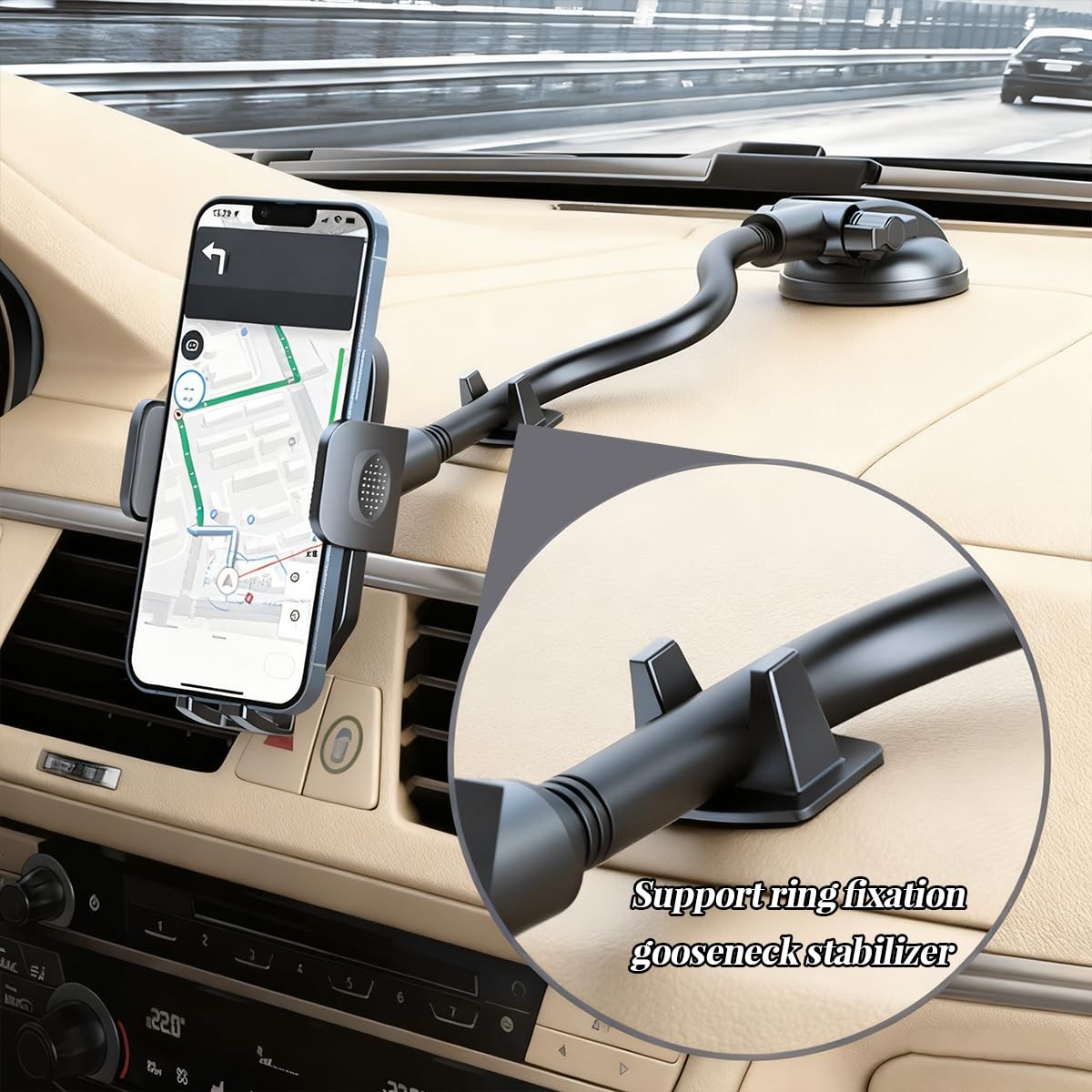 Flexible Gooseneck Long Arm Car Cell Phone Mount for Dashboard Windshield