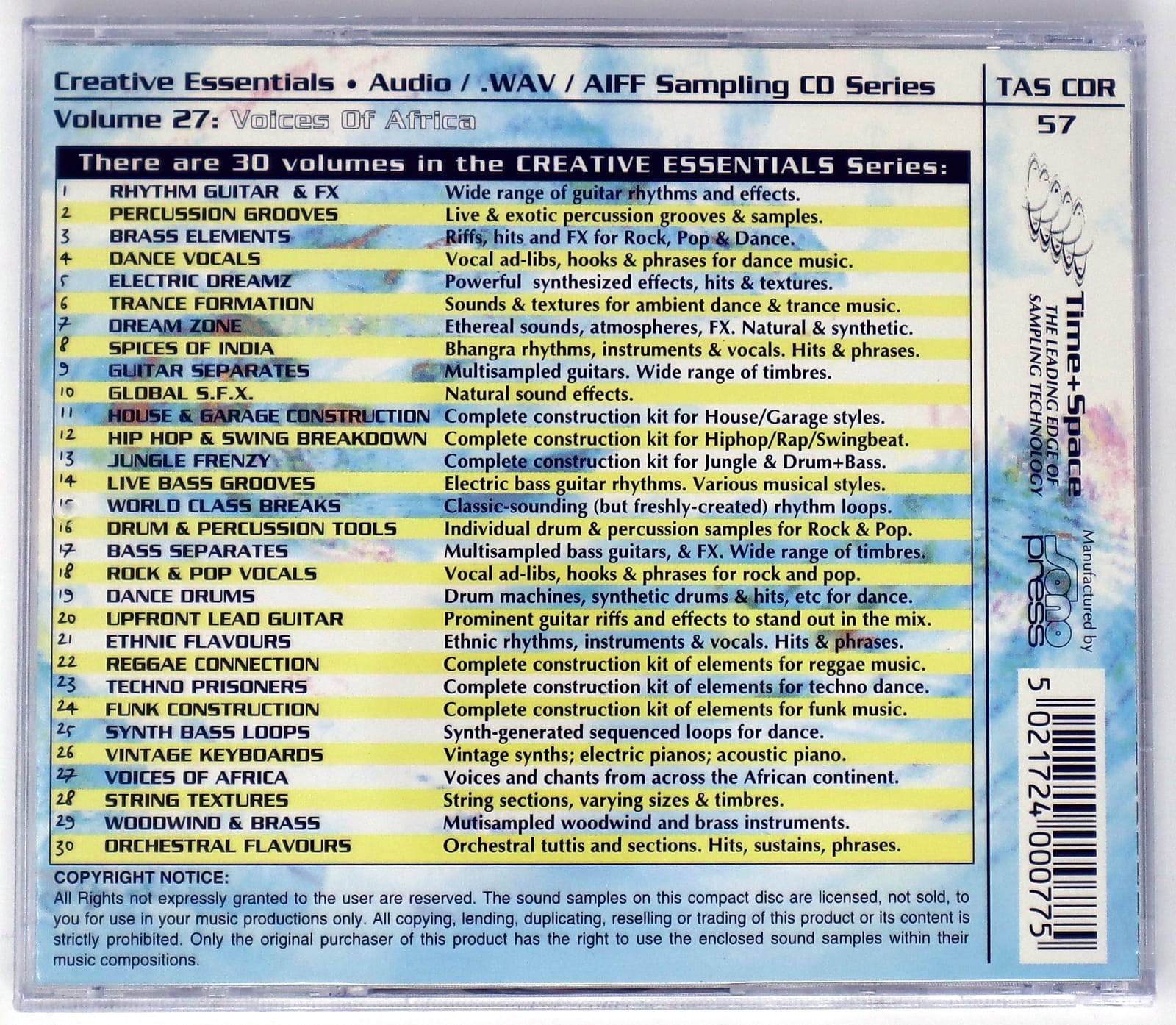 Zero-G Creative Essentials 27 Voices Of Africa Sample/Sound Library/Sampling CD