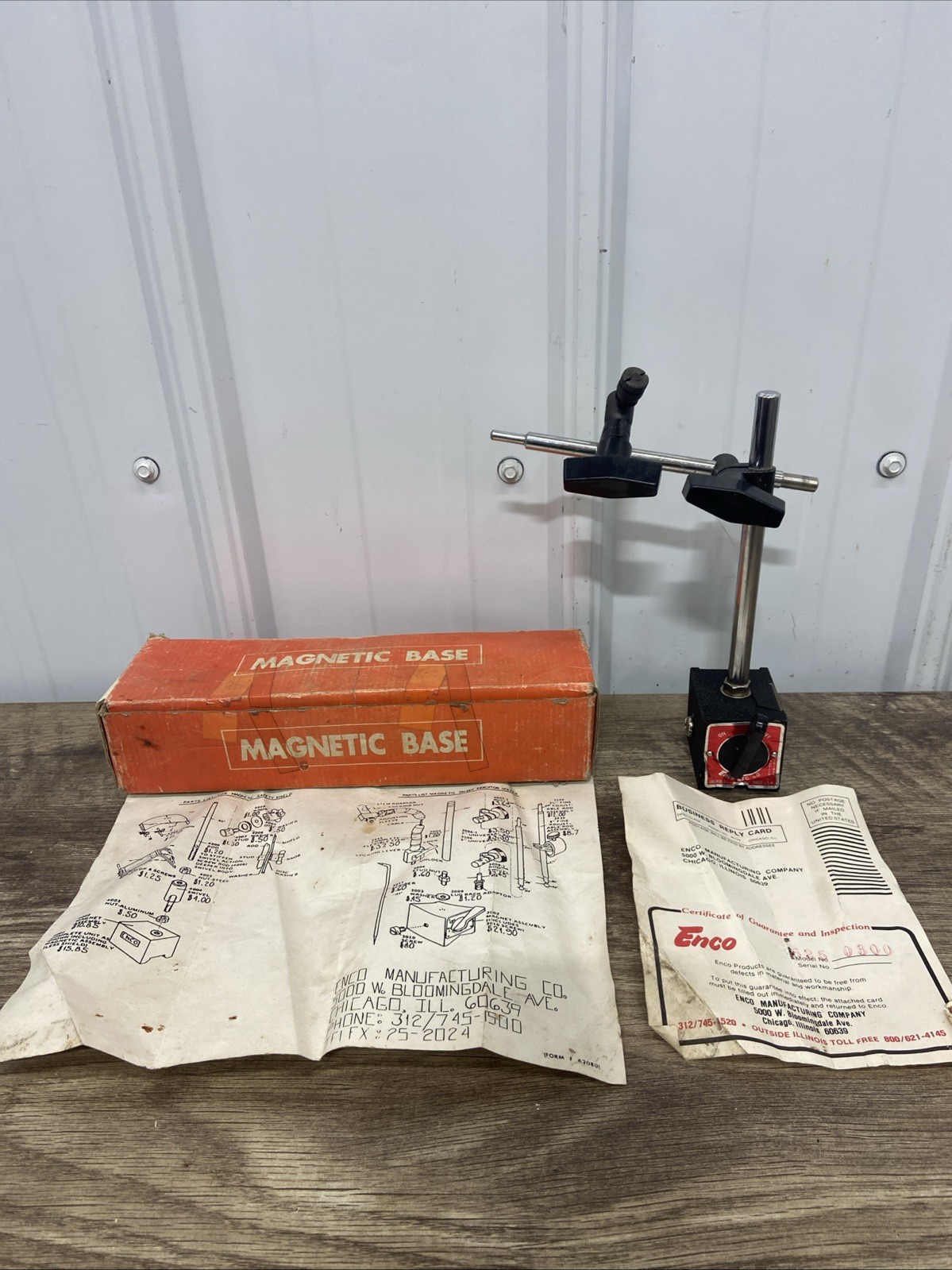 Enco MFG 60639 Magnetic Base With Adjustable Arms Box And Directions