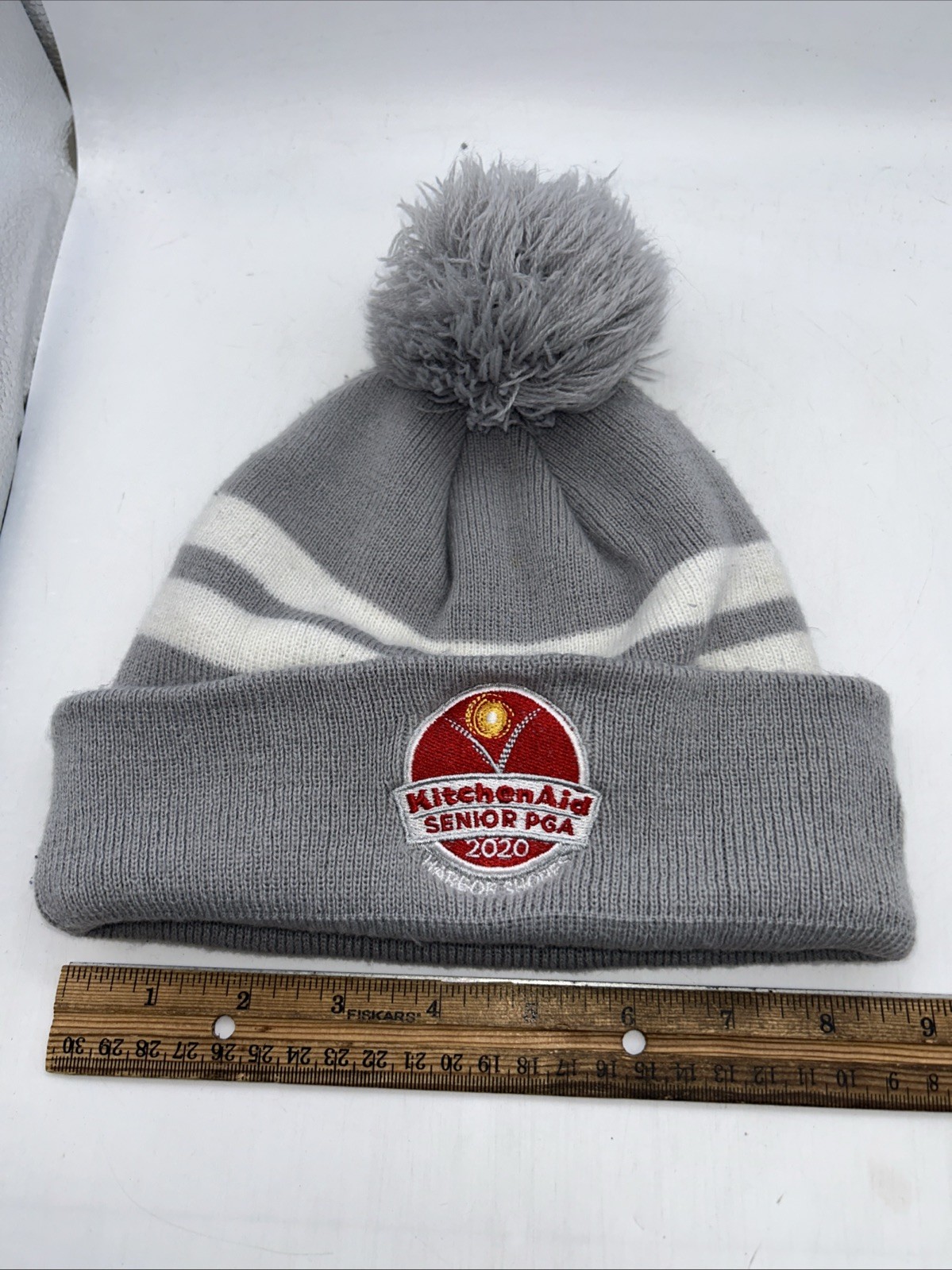 PGA Senior Kitchen Aid Pom Hat Stocking Cap Warm Clean New Era 100% Acrylic