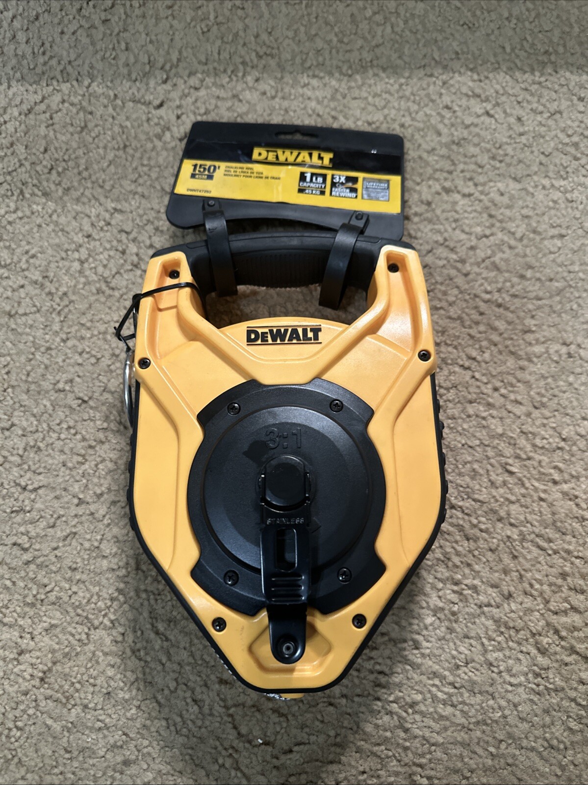 DeWALT DWHT47252 150 ft Large Capacity Chalkline Reel NEW 3:1 Faster Rewind