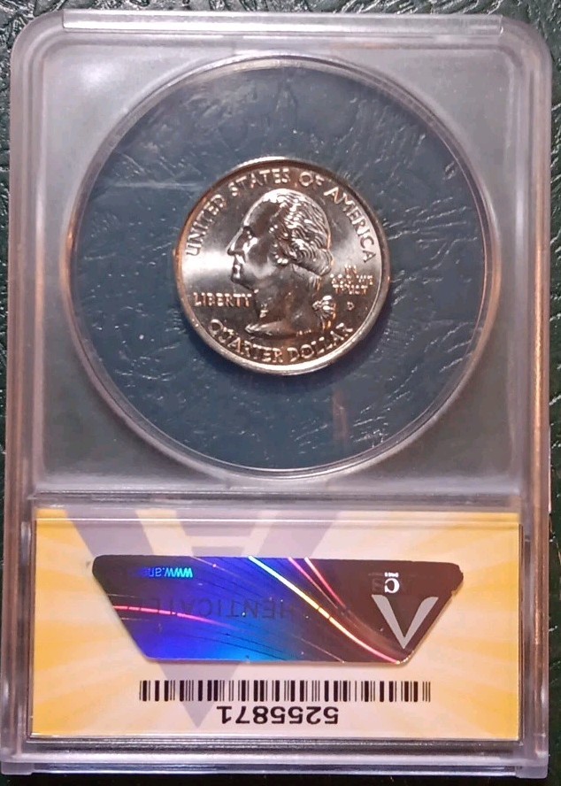 2002 D ANACS MS66 Ohio Reverse Rim Burr Mint Error Quarter