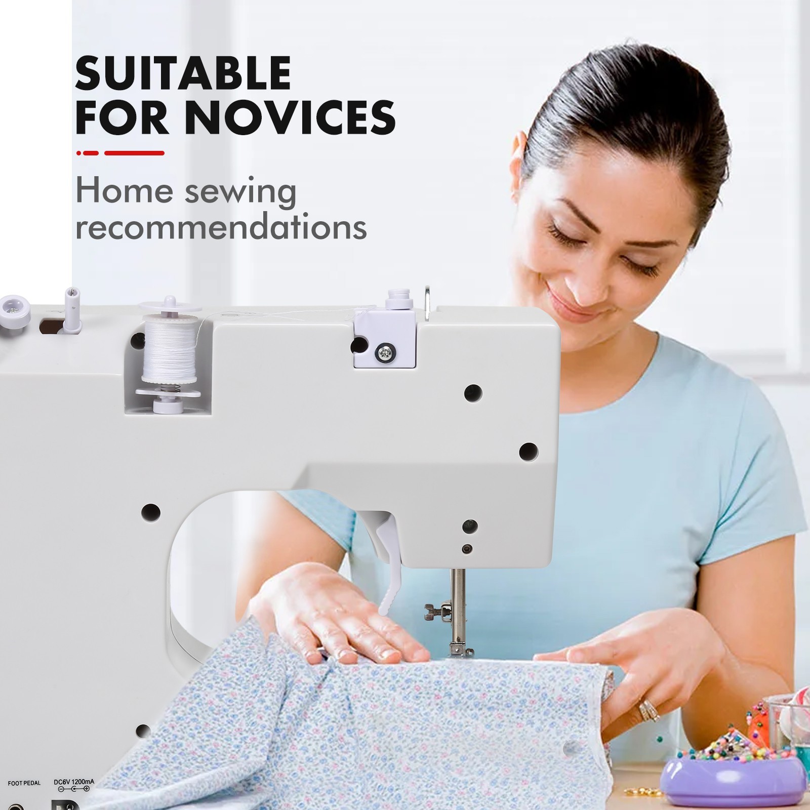 825A Multifunctional 12 Stitches Electric Mini Sewing Machine US Plug