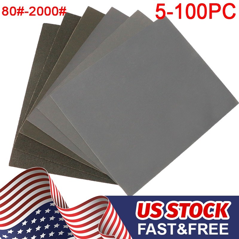 Wet Dry Sandpaper Waterproof Abrasive Sheets for Car Metal Woodworking Polish US