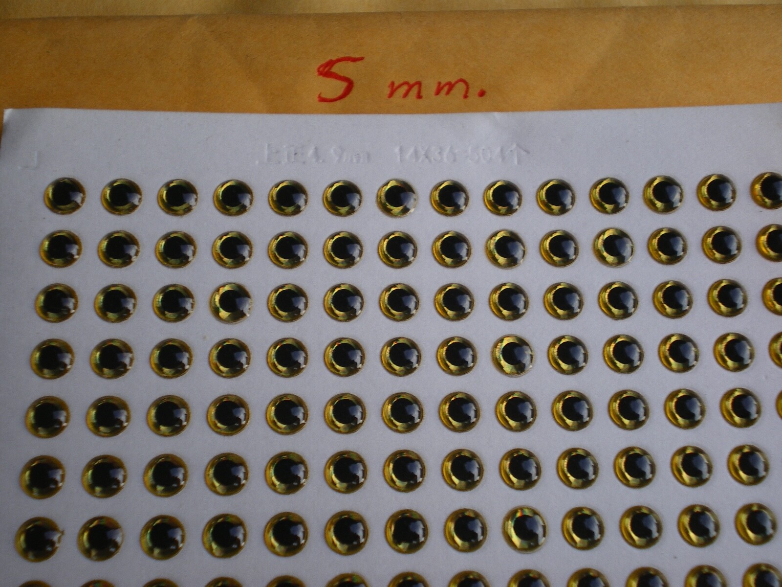 504 PCS. 3D 5MM GOLD HOLOGRAPHIC FISHING LURE EYES/FLY TYING JIGS/CRAFT DESIGNS