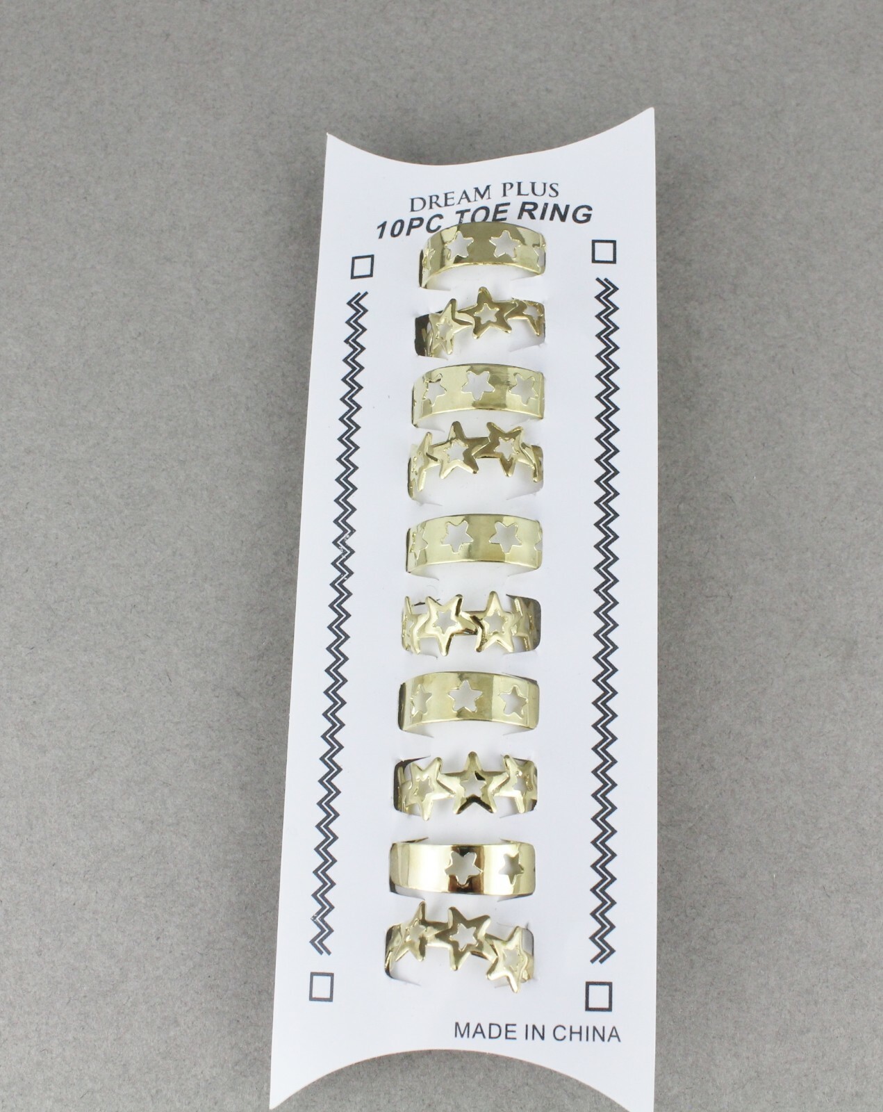 10 Gold toe rings cut out STARS toe rings open back adjustable set pack 10