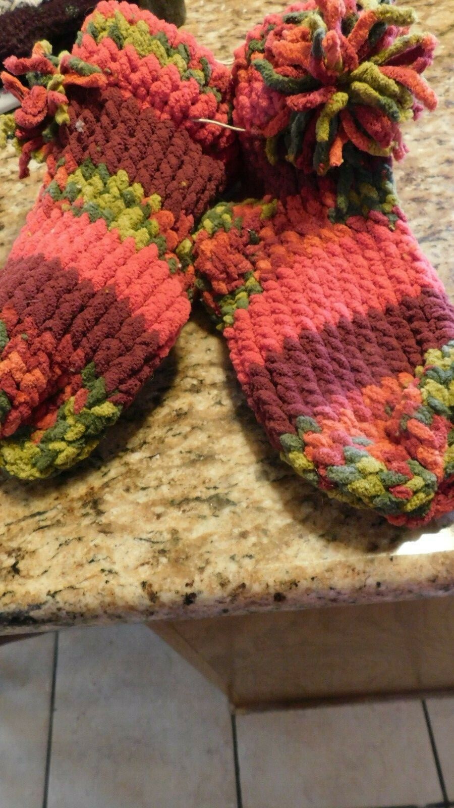 OOAK hand knit slipper socks