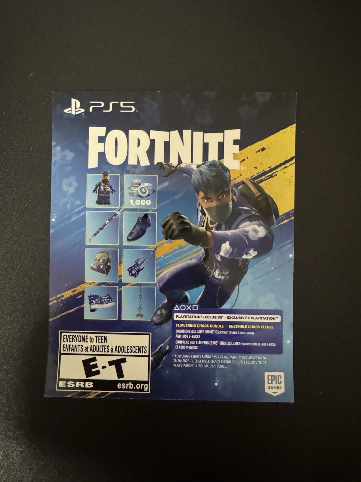Fortnite Flowering Chaos Bundle DLC PS5 PlayStation Code Key New Unscratched