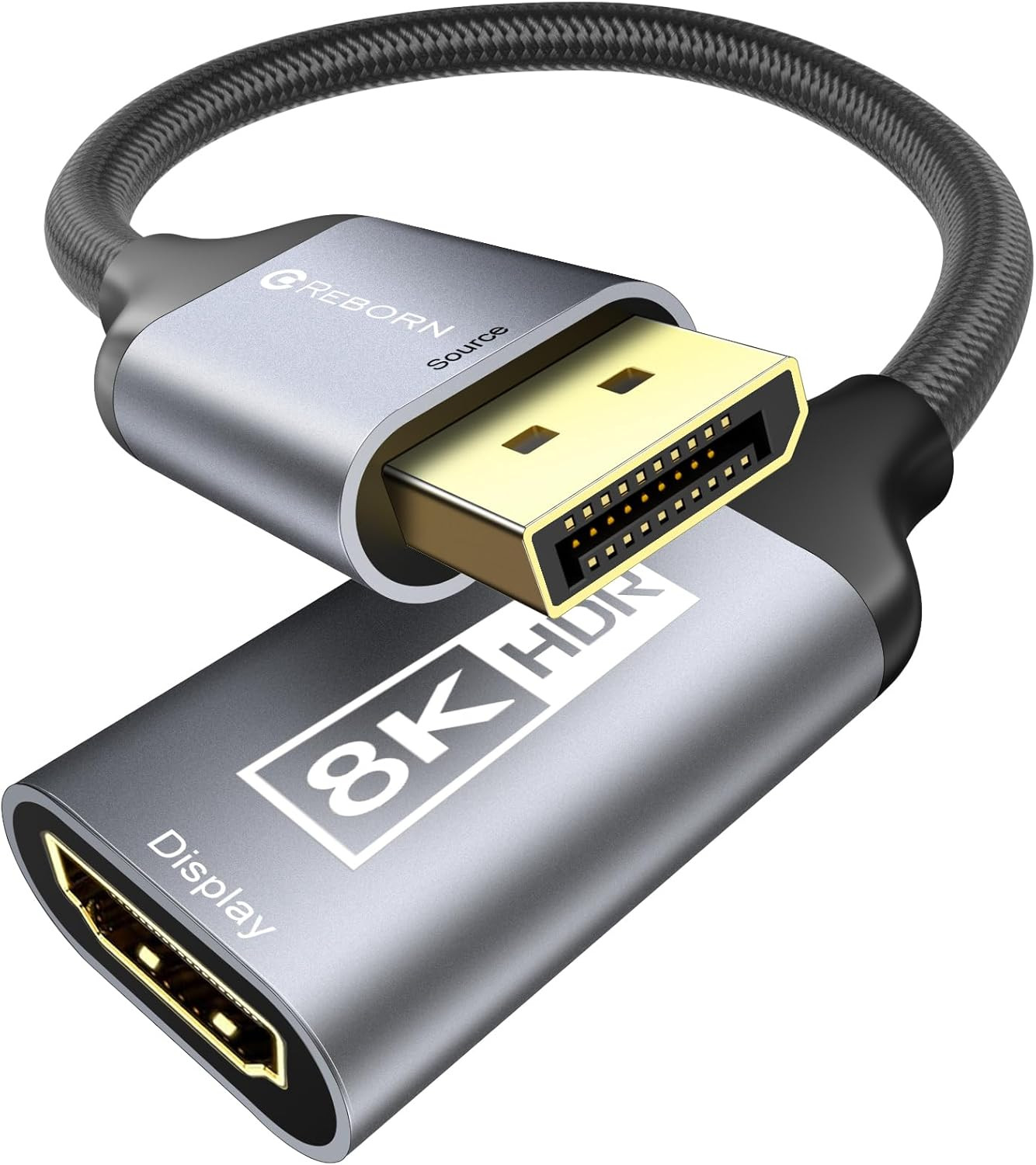 Displayport 1.4 to HDMI 2.1 Adapter 8K@60Hz/4K@120Hz Unidirectional DP Male to H