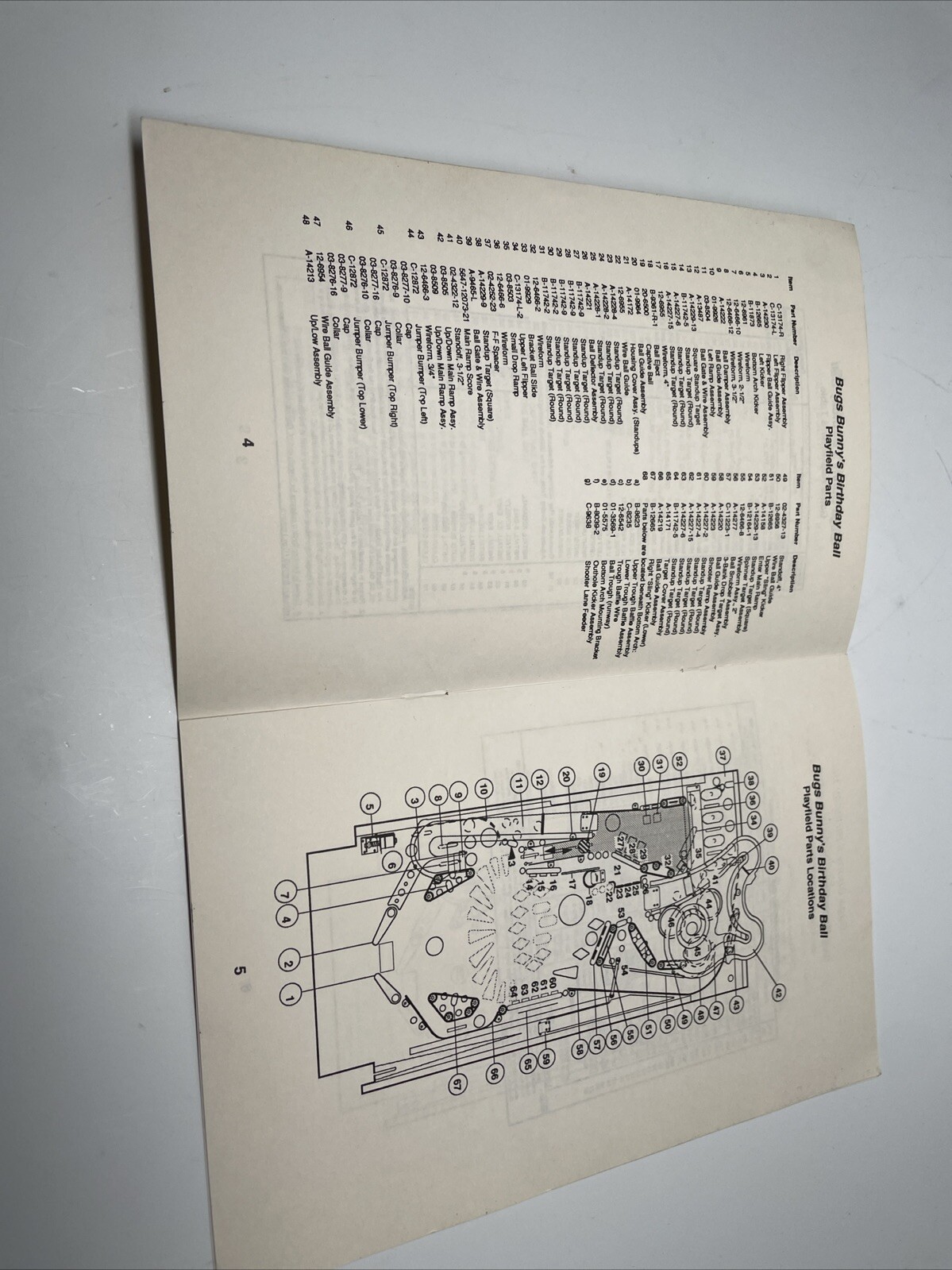 Williams Bugs Bunny Birthday Ball Operators Handbook